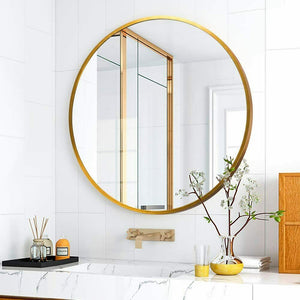 Vera 28" x 28" Round Vanity Mirror with Stainless Steel Frame-Frovial