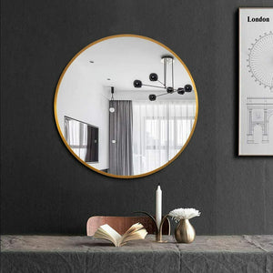 Vera 28" x 28" Round Vanity Mirror with Stainless Steel Frame-Frovial