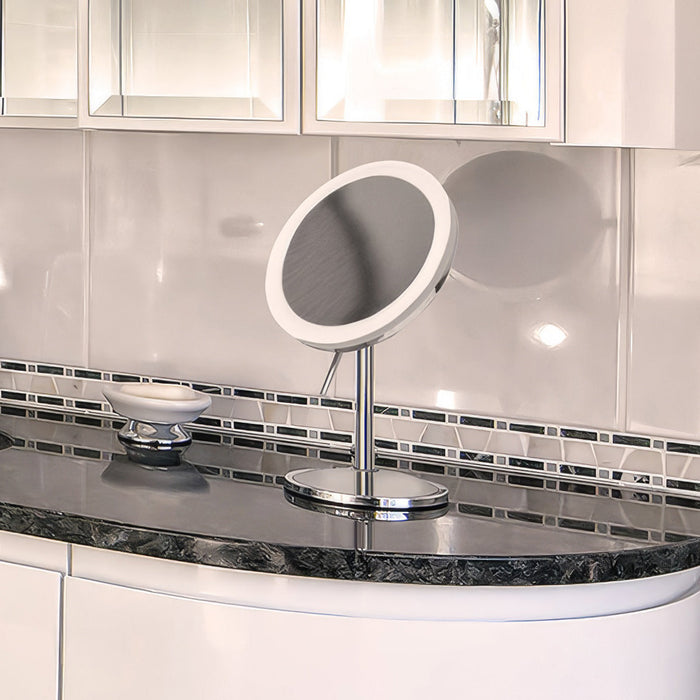 Round Freestanding Led 5X Magnified Mirror-Frovial