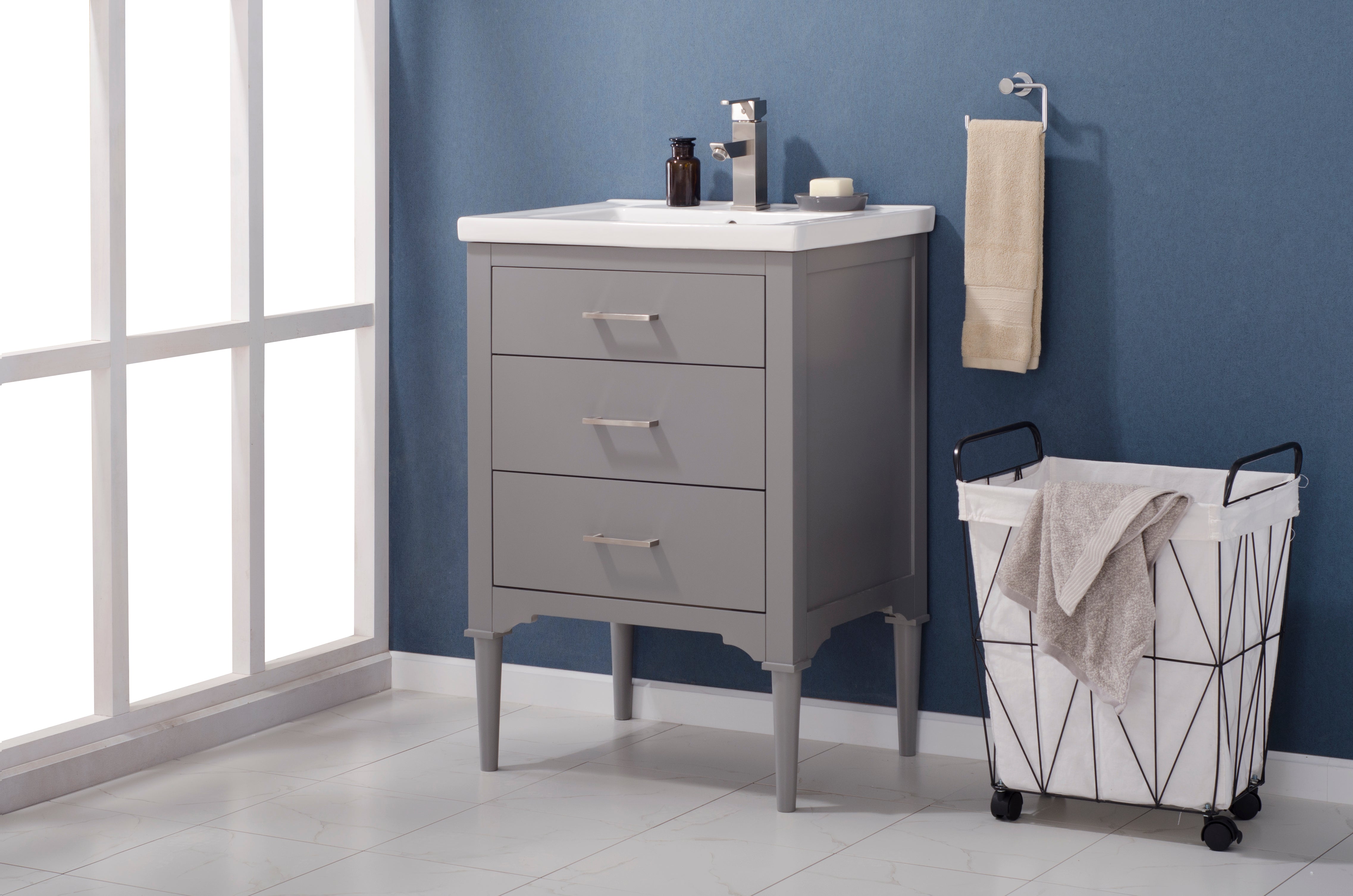 Mason 24" Single Sink Vanity with Porcelain Top-Frovial