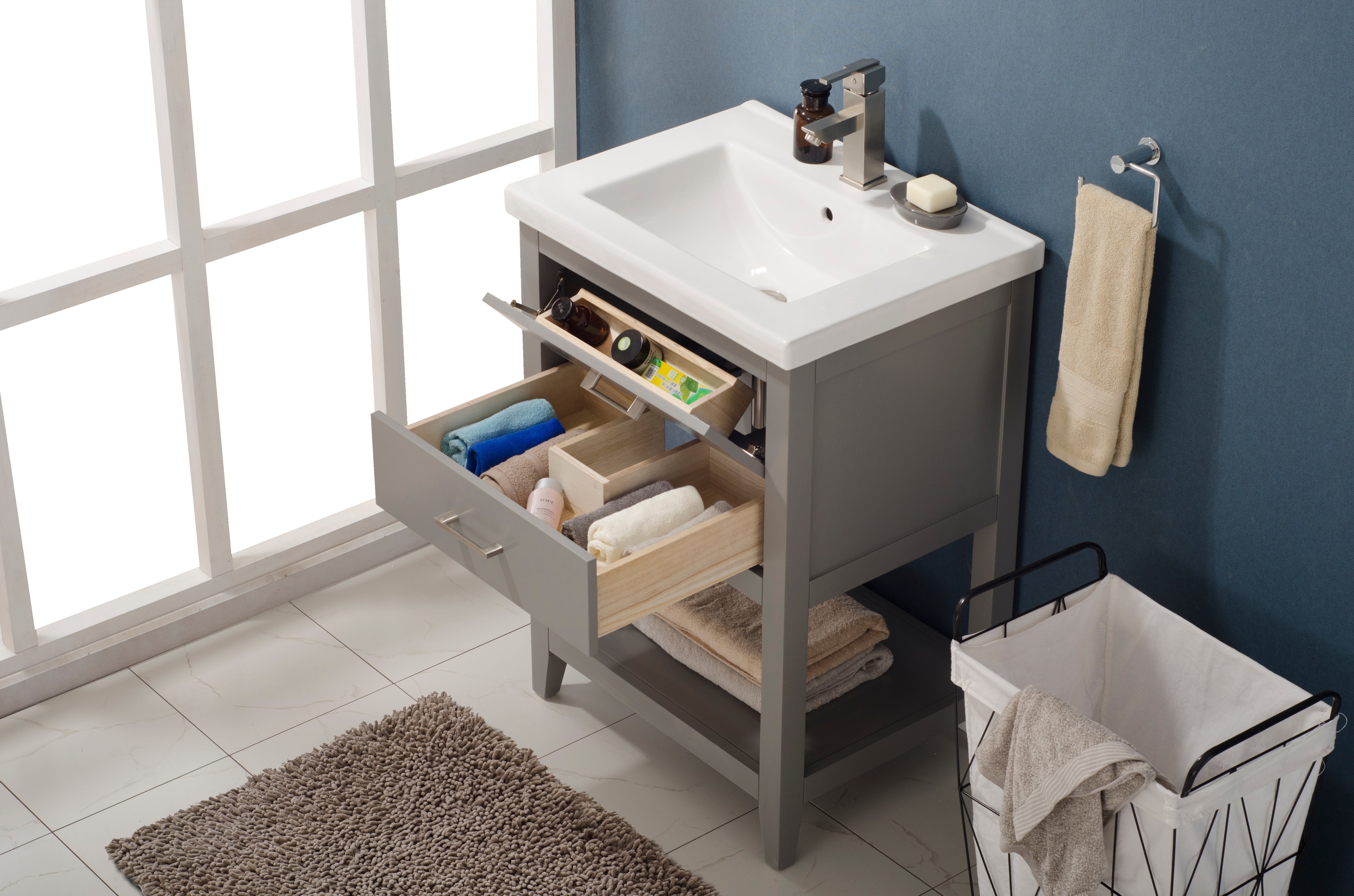 Cara 24" Single Sink Vanity with Porcelain Top-Frovial