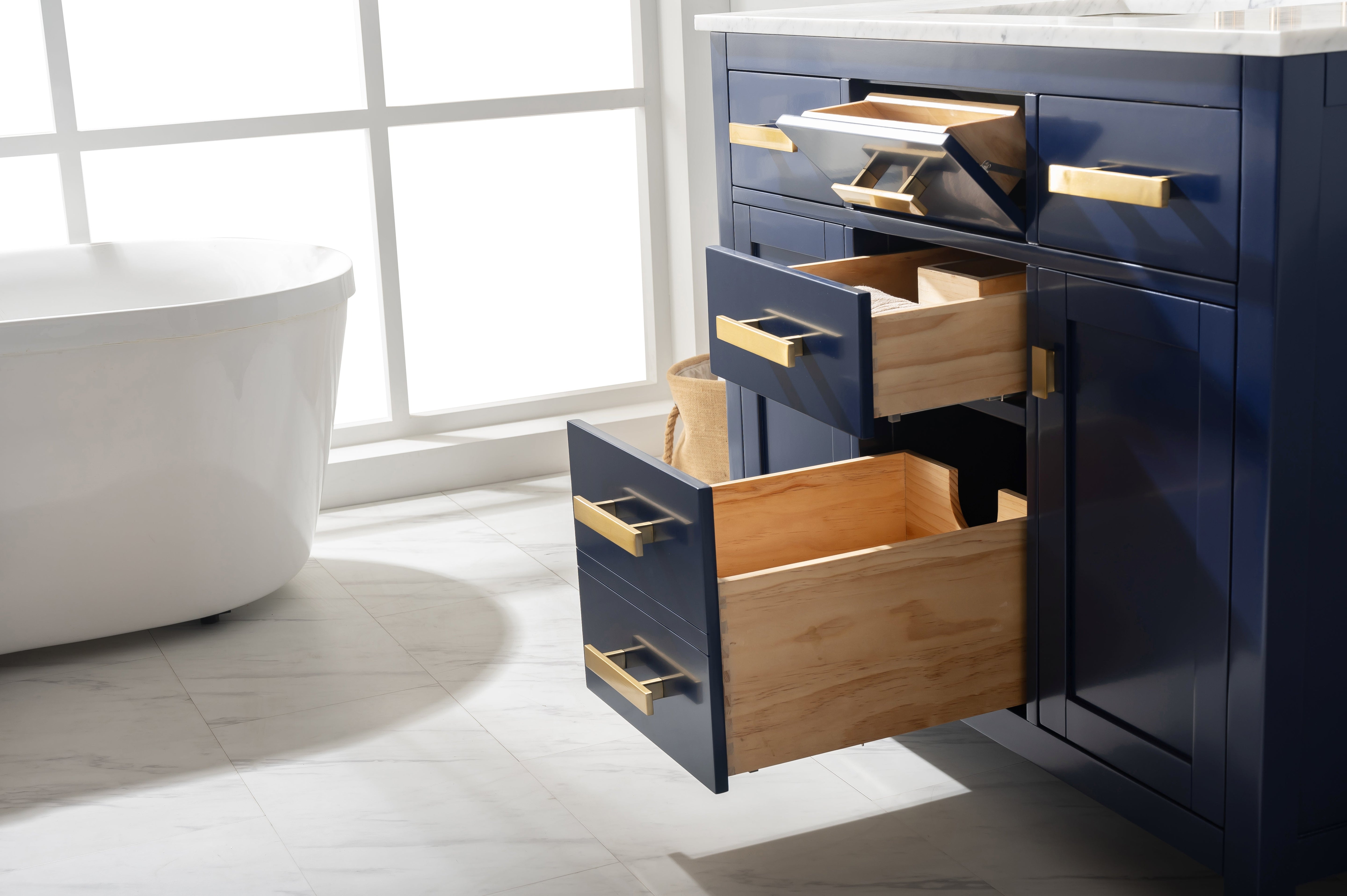 Valentino 42" Single Sink Vanity with White Quartz Top-Frovial