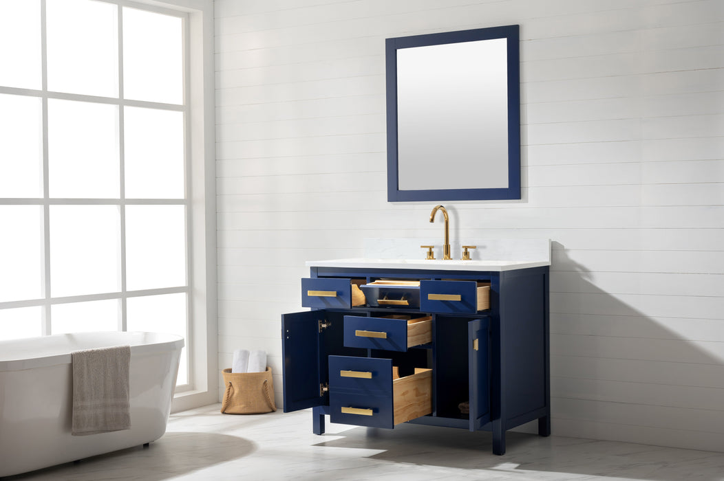Valentino 42" Single Sink Vanity with White Quartz Top-Frovial