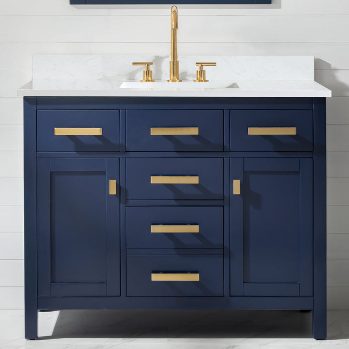 Valentino 42" Single Sink Vanity with White Quartz Top-Frovial