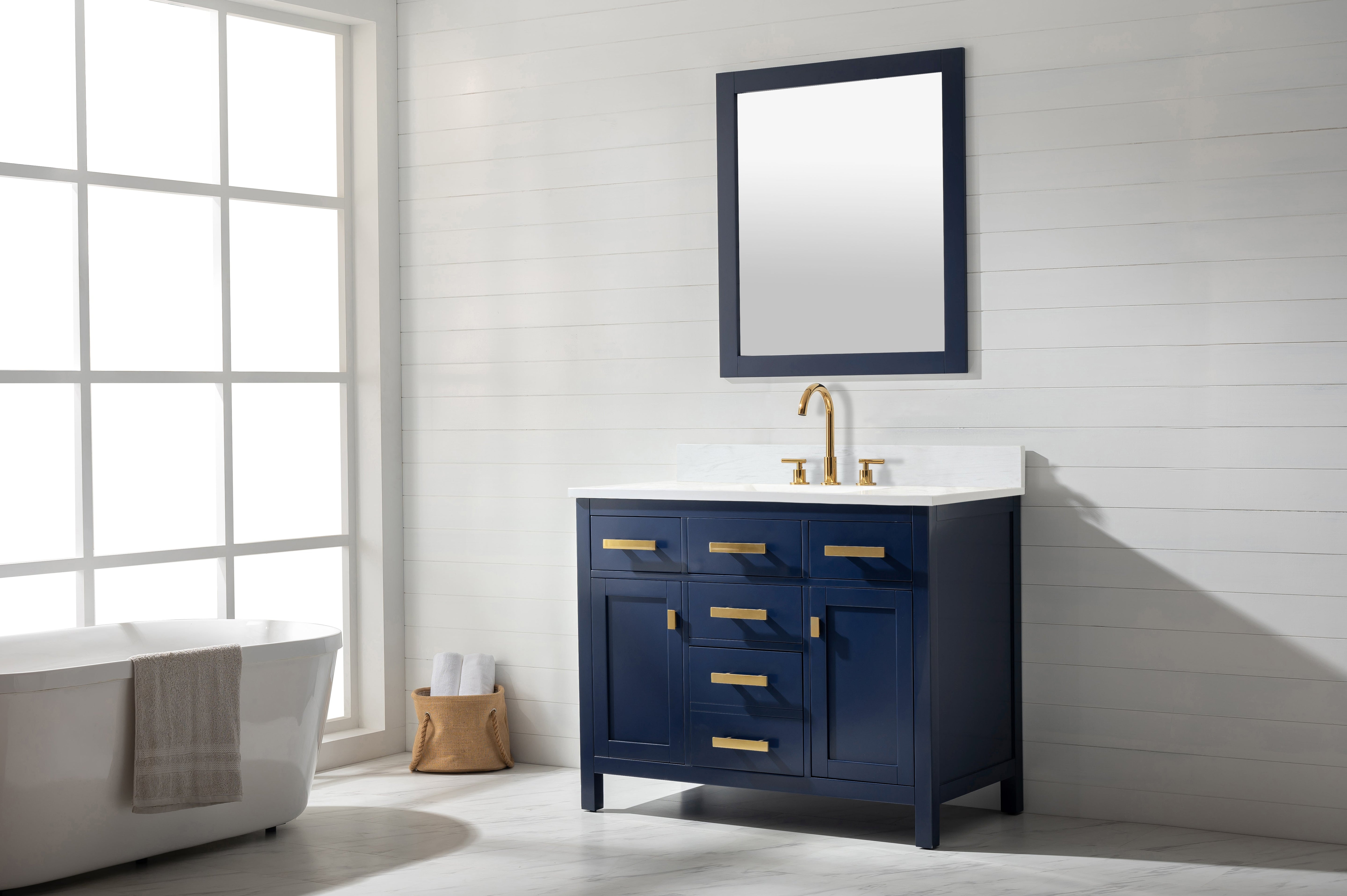 Valentino 42" Single Sink Vanity with White Quartz Top-Frovial