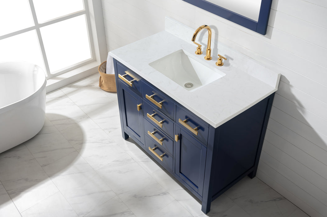 Valentino 42" Single Sink Vanity with White Quartz Top-Frovial