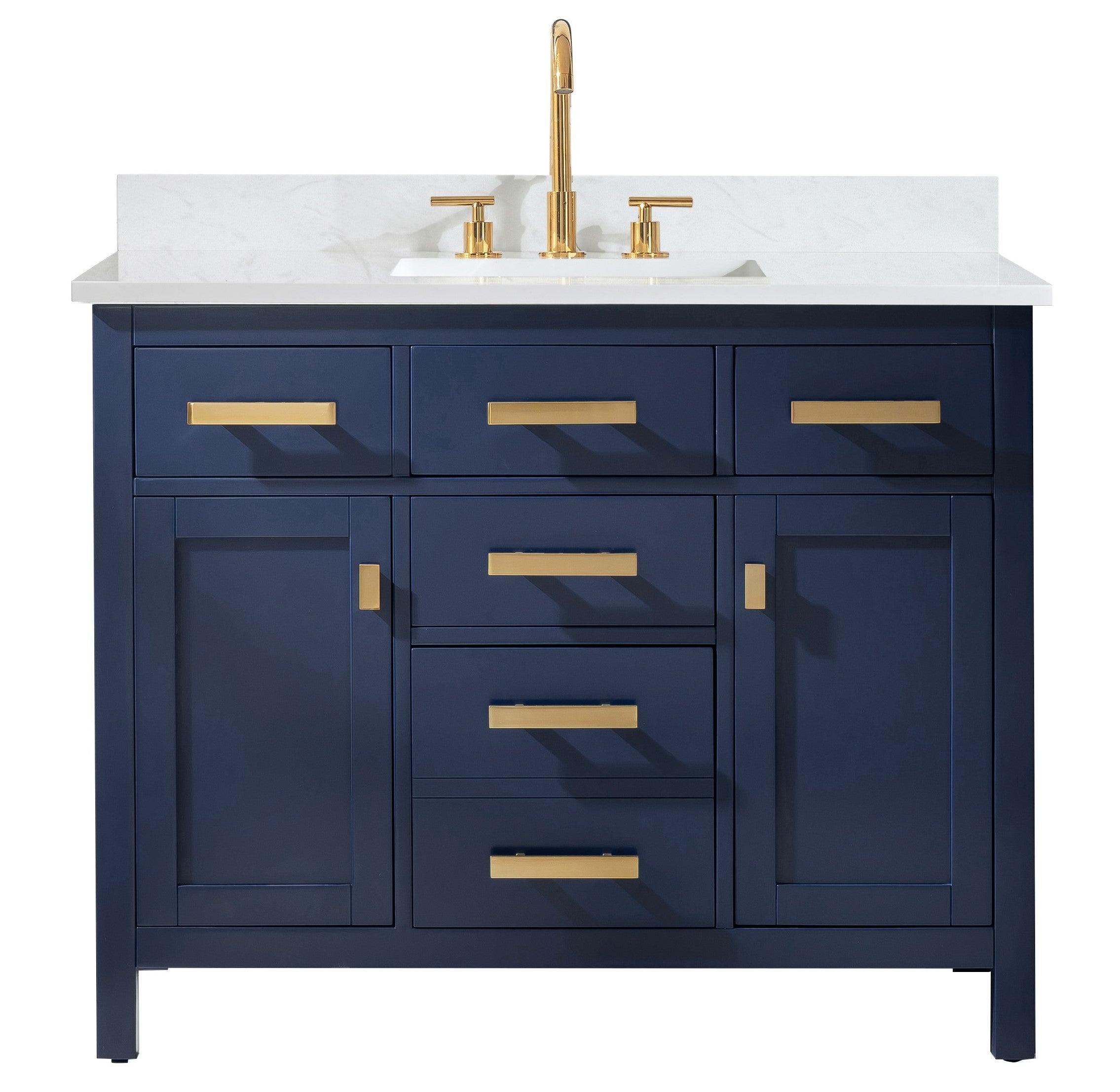 Valentino 42" Single Sink Vanity with White Quartz Top-Frovial