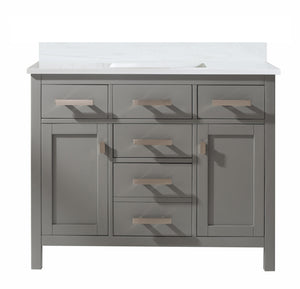 Valentino 42" Single Sink Vanity with White Quartz Top-Frovial