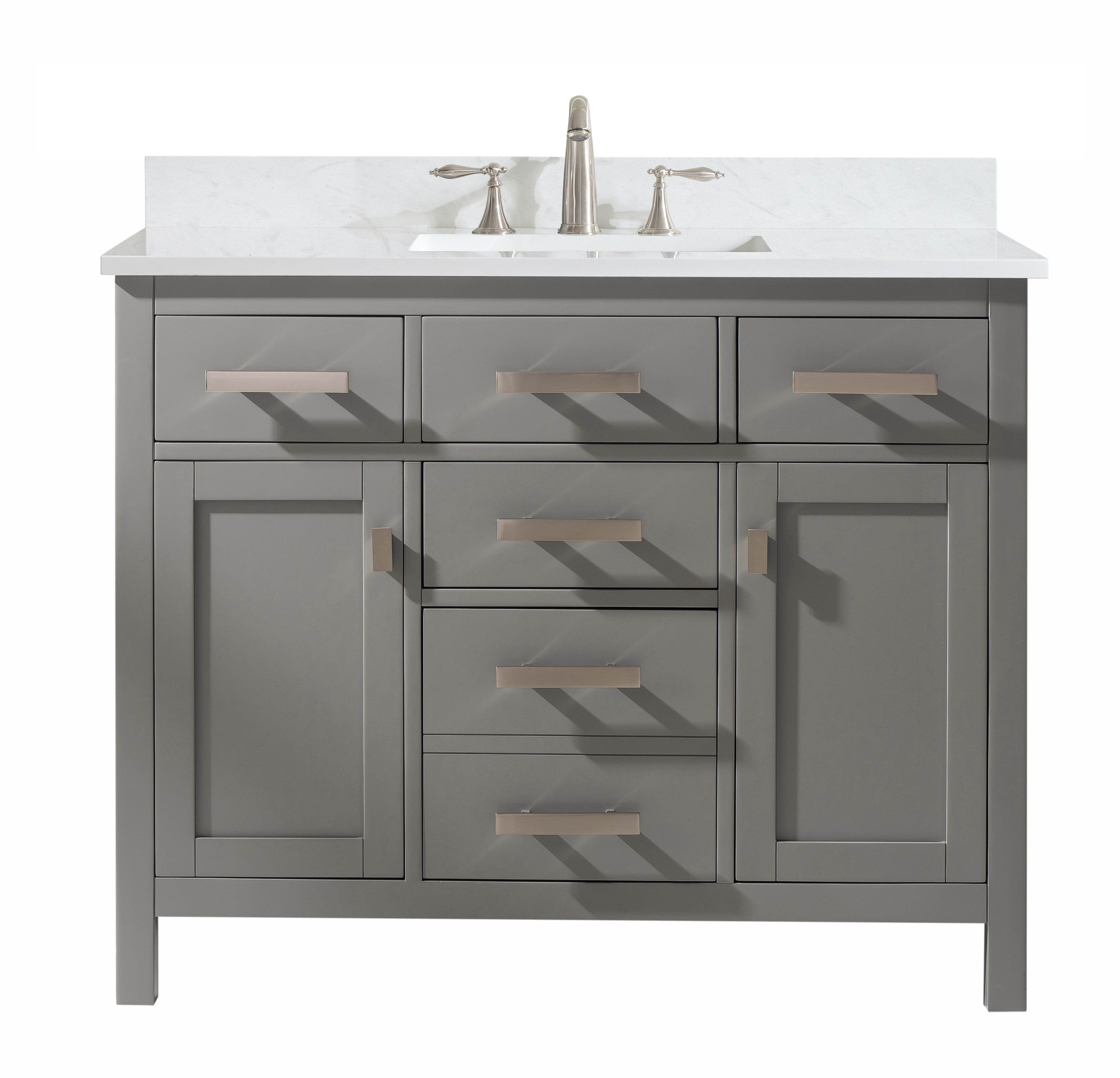 Valentino 42" Single Sink Vanity with White Quartz Top-Frovial