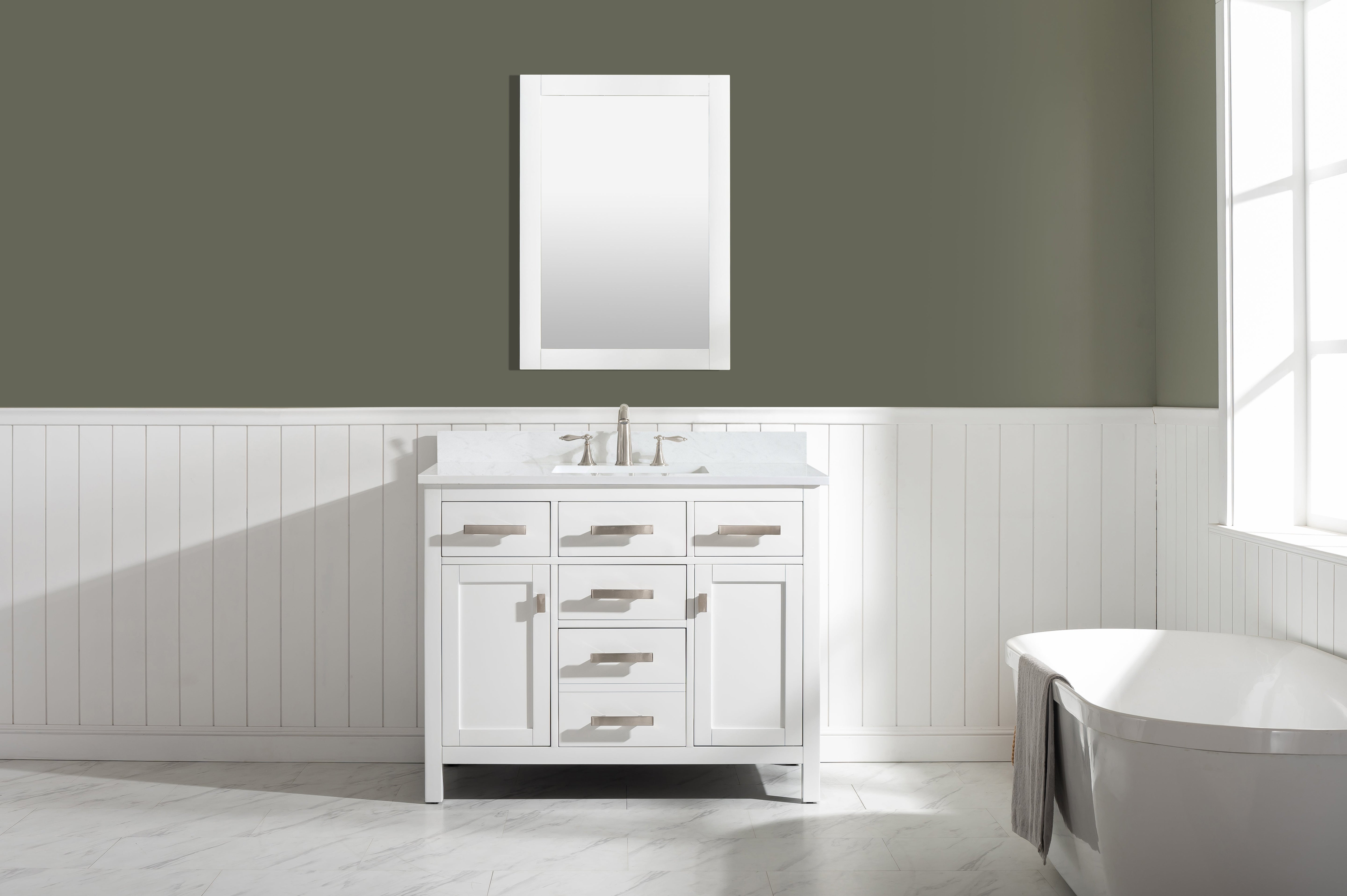Valentino 42" Single Sink Vanity with White Quartz Top-Frovial