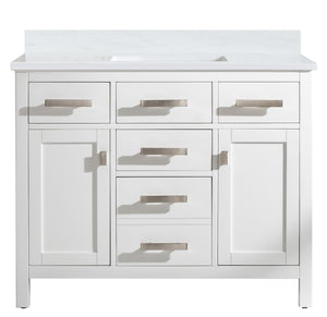 Valentino 42" Single Sink Vanity with White Quartz Top-Frovial