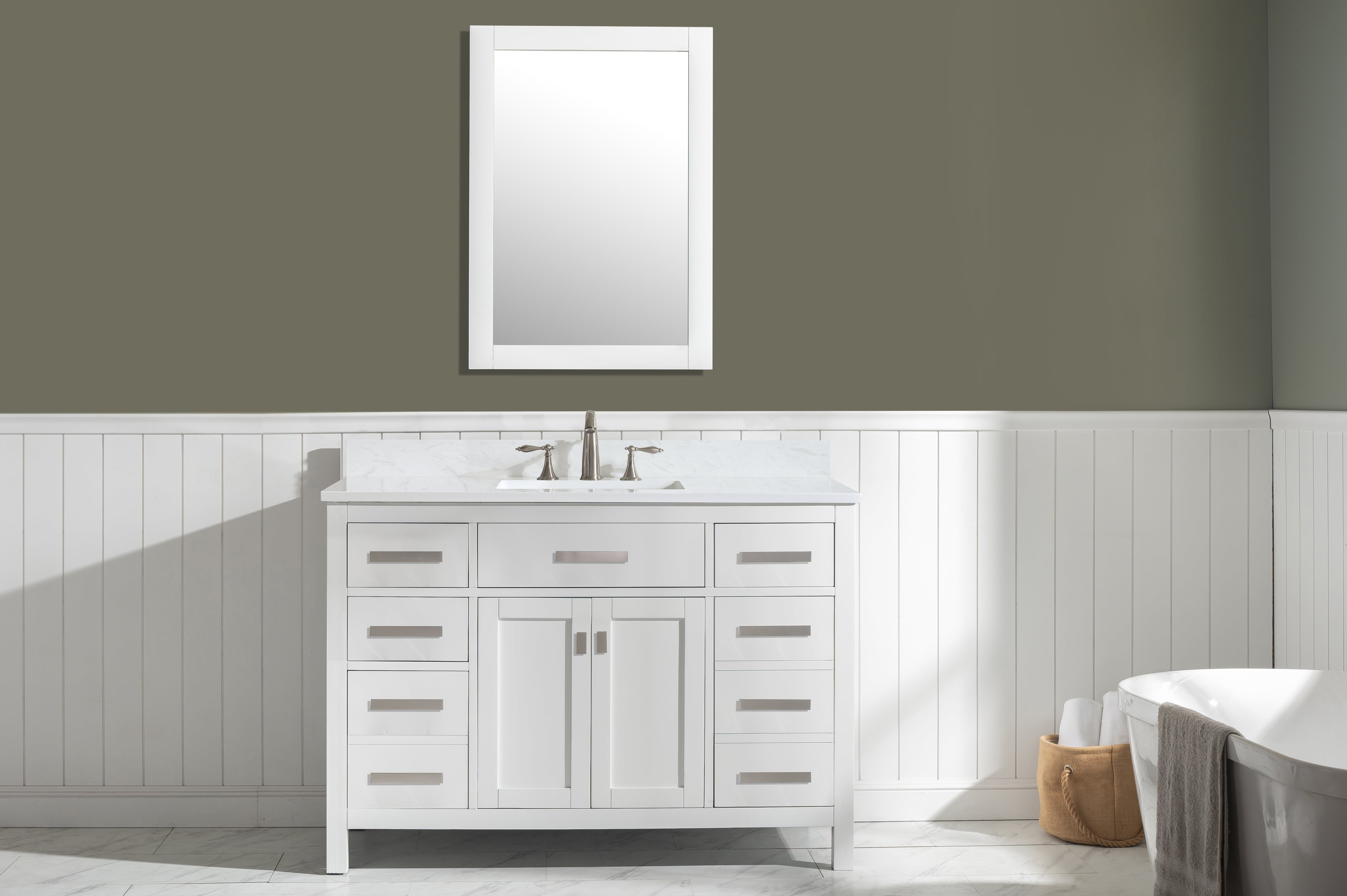 Valentino 48" Single Sink Vanity with White Quartz Top-Frovial