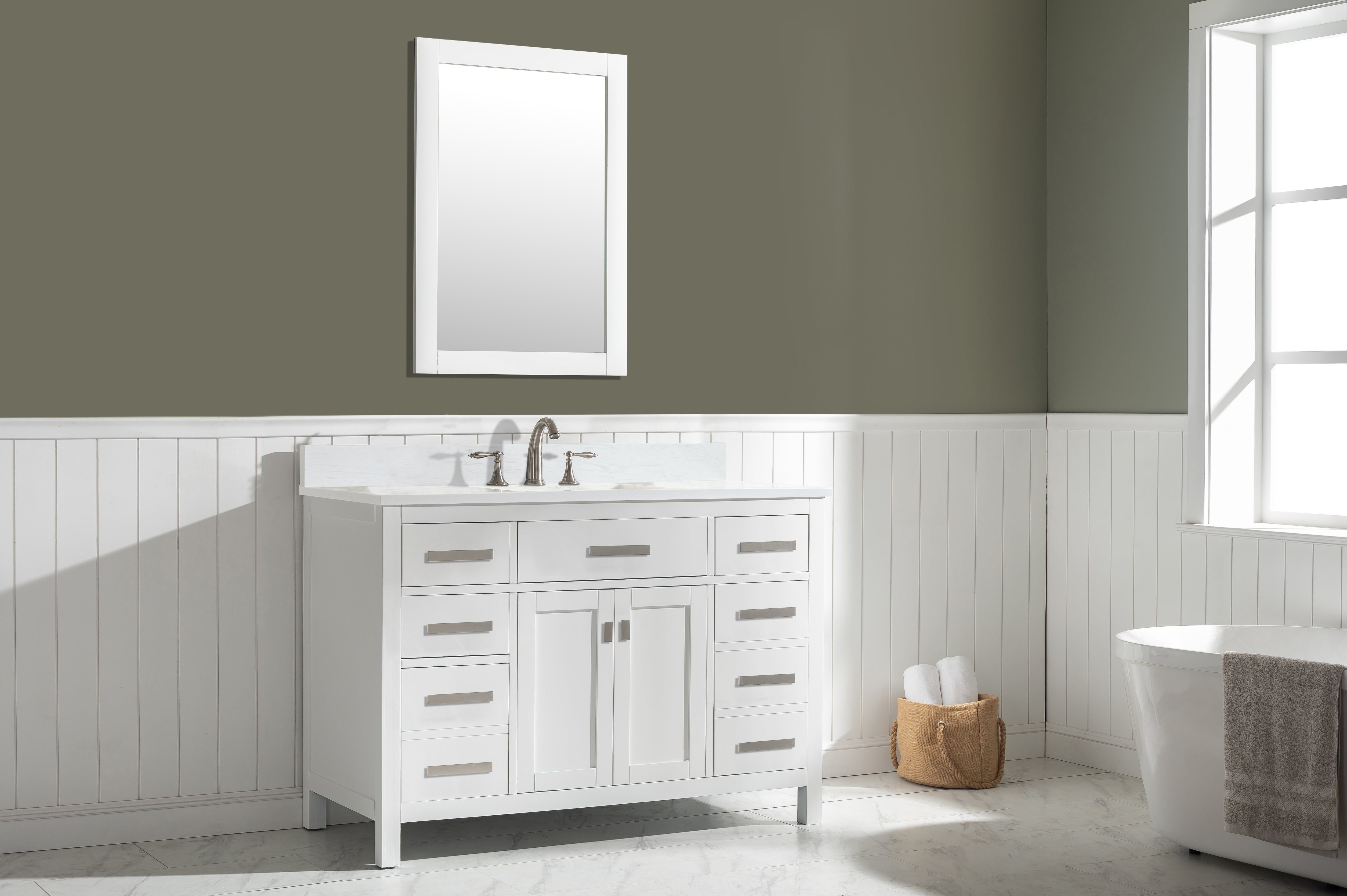 Valentino 48" Single Sink Vanity with White Quartz Top-Frovial