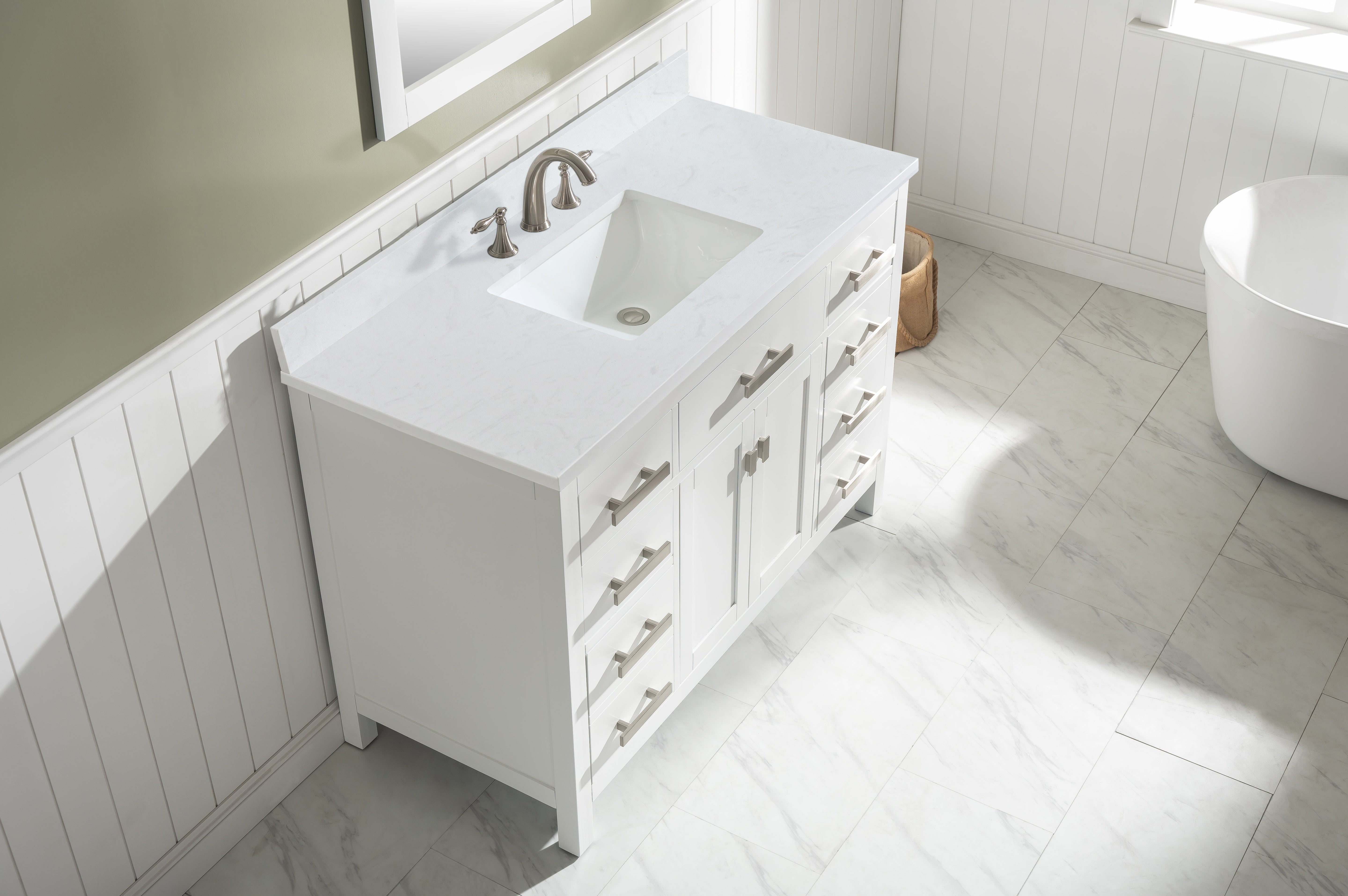 Valentino 48" Single Sink Vanity with White Quartz Top-Frovial