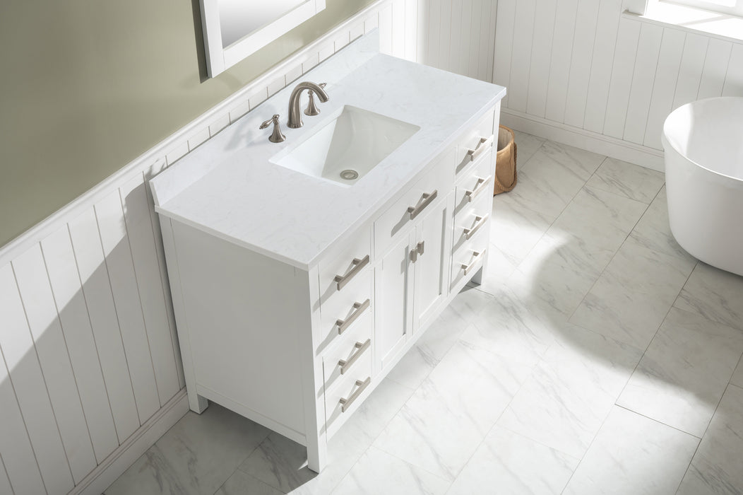 Valentino 48" Single Sink Vanity with White Quartz Top-Frovial