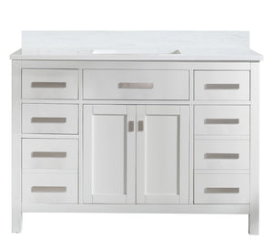 Valentino 48" Single Sink Vanity with White Quartz Top-Frovial