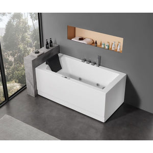 EAGO Acrylic White Rectangular Whirlpool Bathtub with Fixtures-Frovial