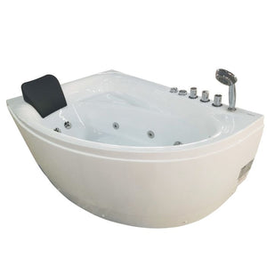 EAGO Single Person Corner White Acrylic Whirlpool BathTub-Frovial