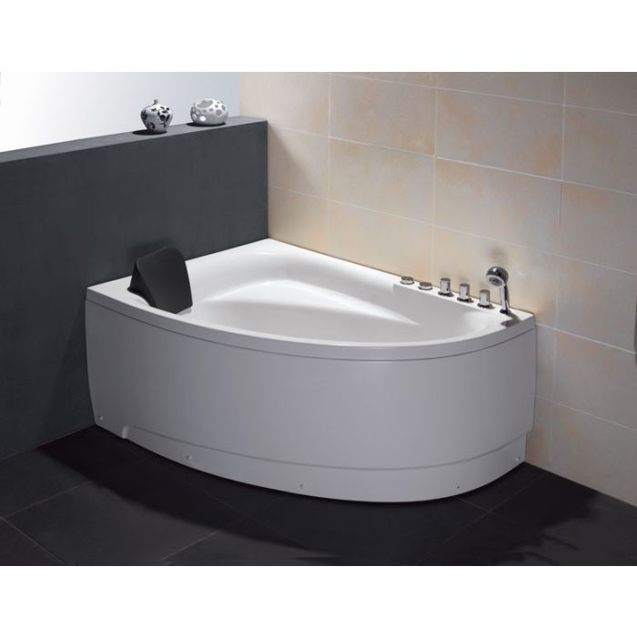 EAGO Single Person Corner White Acrylic Whirlpool BathTub-Frovial