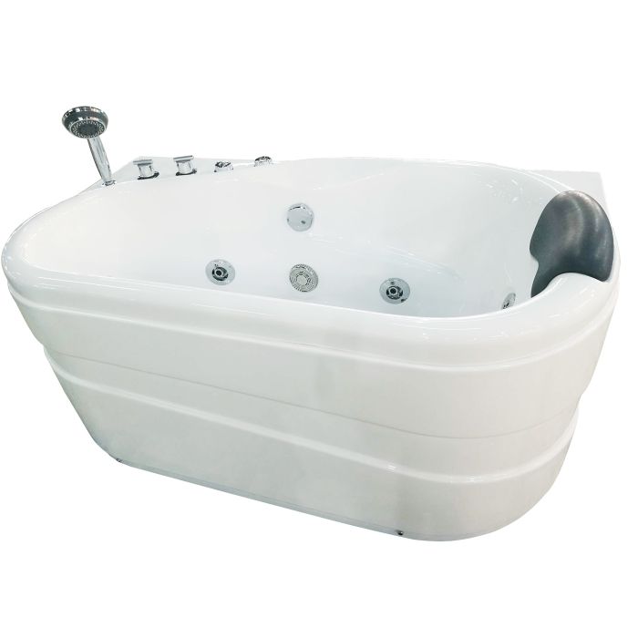 EAGO White Acrylic Jetted Whirlpool Bathtub W/ Fixtures-Frovial