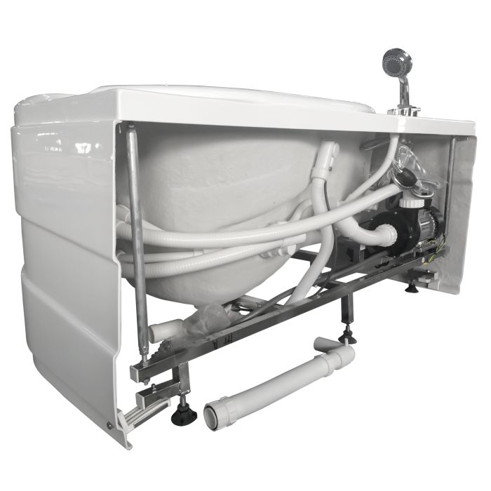 EAGO White Acrylic Jetted Whirlpool Bathtub W/ Fixtures-Frovial