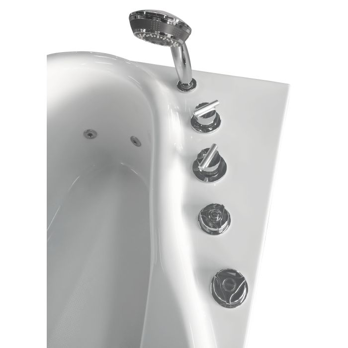 EAGO White Acrylic Jetted Whirlpool Bathtub W/ Fixtures-Frovial