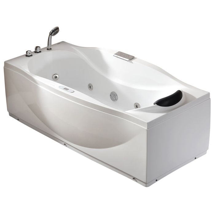 EAGO Drain Acrylic White Whirlpool Bathtub w Fixtures-Frovial