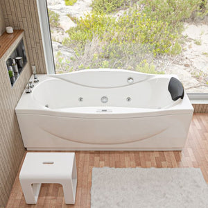 EAGO Drain Acrylic White Whirlpool Bathtub w Fixtures-Frovial
