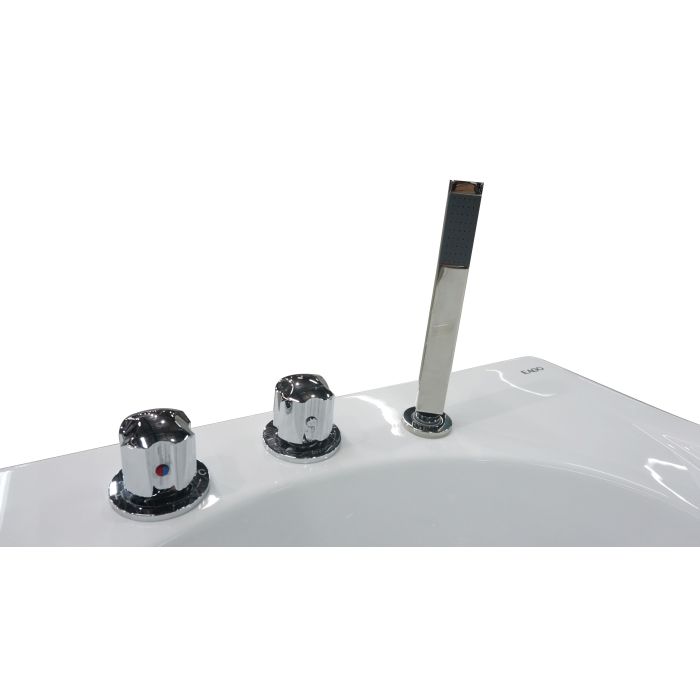 EAGO Drain Acrylic White Whirlpool Bathtub w Fixtures-Frovial