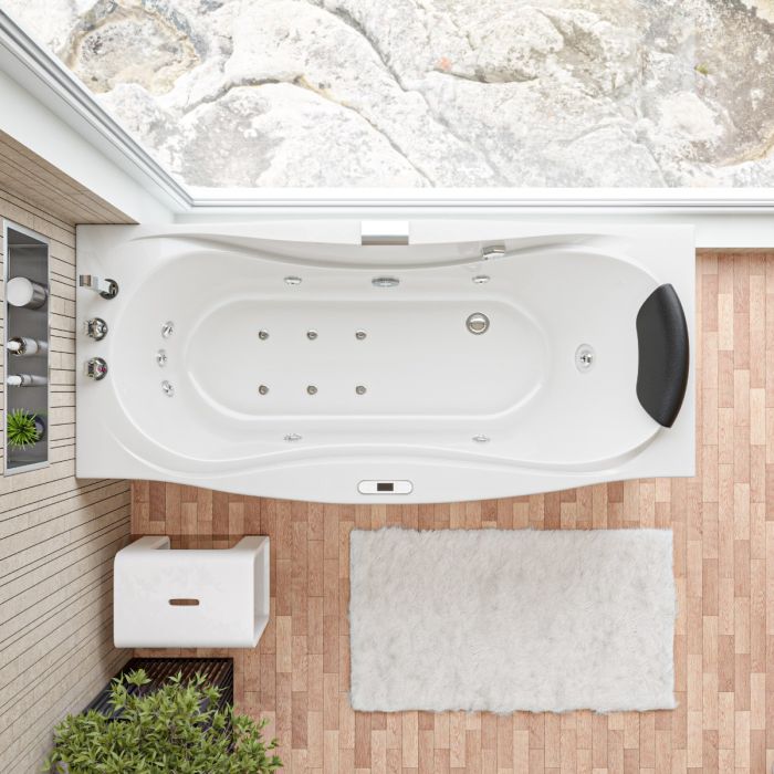 EAGO Drain Acrylic White Whirlpool Bathtub w Fixtures-Frovial