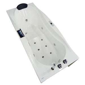 EAGO Drain Acrylic White Whirlpool Bathtub w Fixtures-Frovial