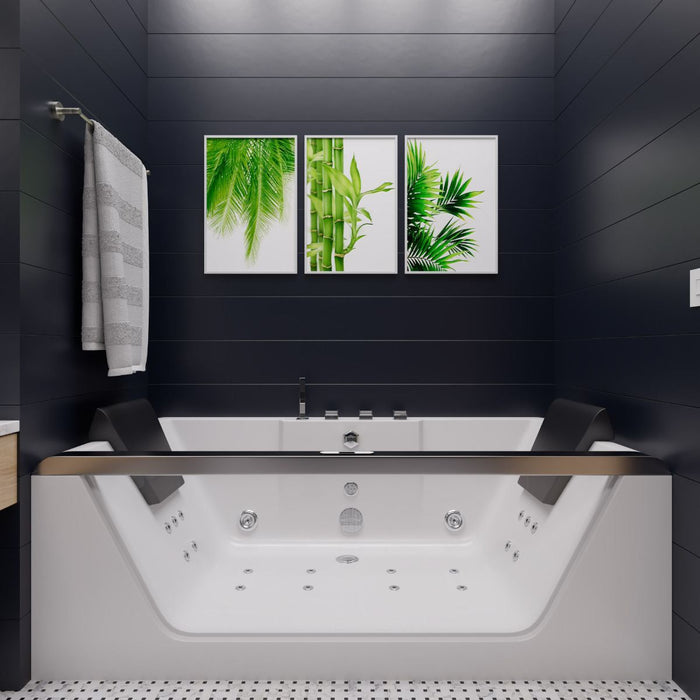 EAGO Rectangular Acrylic Whirlpool Bathtub for Two
