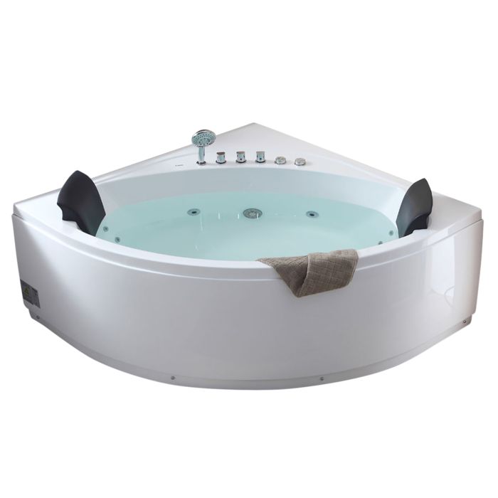 EAGO Modern Double Seat Corner Whirlpool Bathtub with Fixtures-Frovial