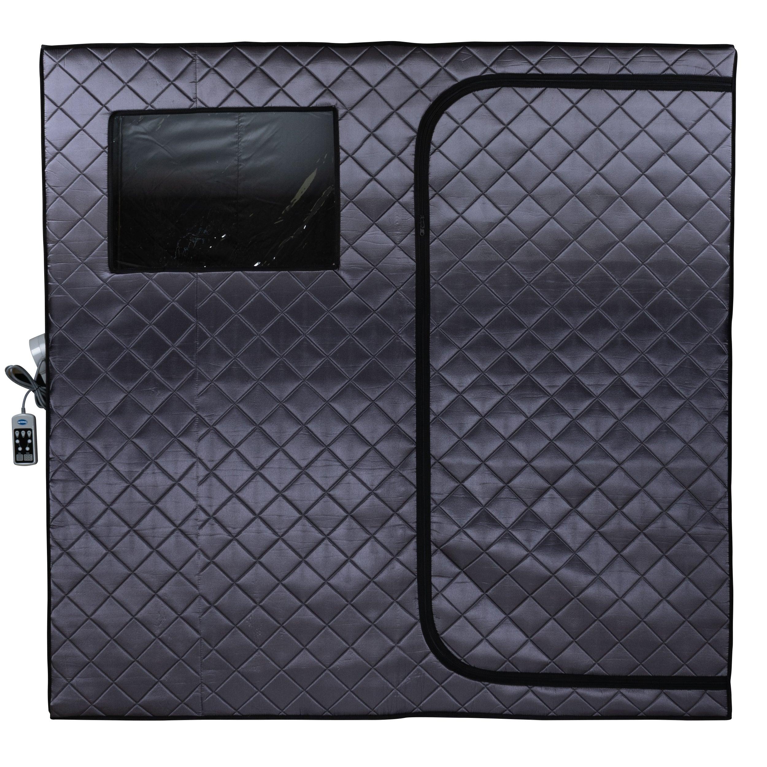 Durasage Portable Full Size Infrared Sauna for at Home | Ultra Low EMF Infrared | LED Lighting, Heating Foot Pad, Ceramic Heat Fan (2-Person)-Frovial