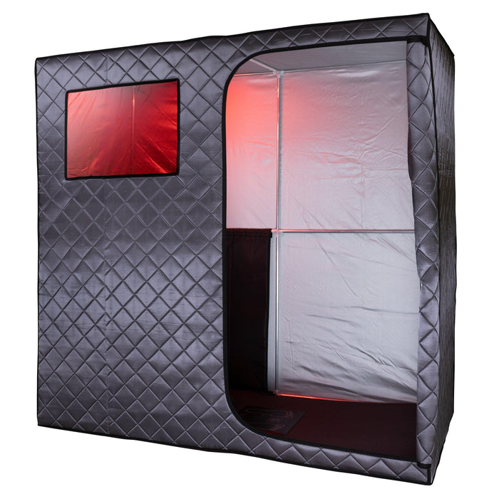 Durasage Portable Full Size Infrared Sauna for at Home | Ultra Low EMF Infrared | LED Lighting, Heating Foot Pad, Ceramic Heat Fan (2-Person)-Frovial
