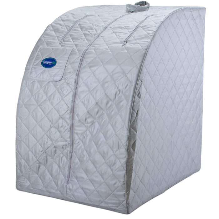 Durasage Lightweight Portable Personal Steam Sauna Spa for Relaxation at Home, 60 Minute Timer, 800 Watt Steam Generator, Chair Included - Silver-Frovial