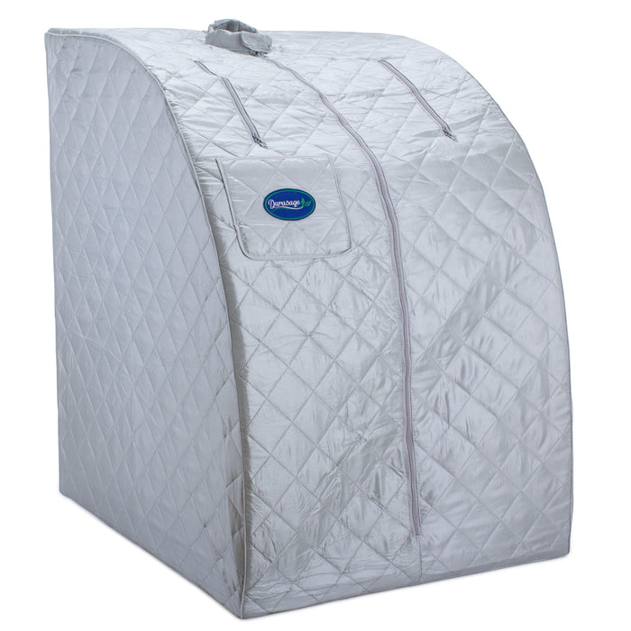 Durasage Lightweight Portable Personal Steam Sauna Spa for Relaxation at Home, 60 Minute Timer, 800 Watt Steam Generator, Chair Included - Silver-Frovial